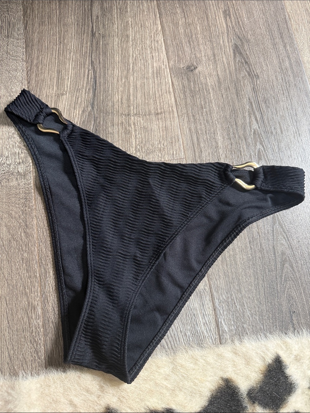 Abercrombie & Fitch NWOT Black Women's Bikini Bottom with Gold Ring Accents